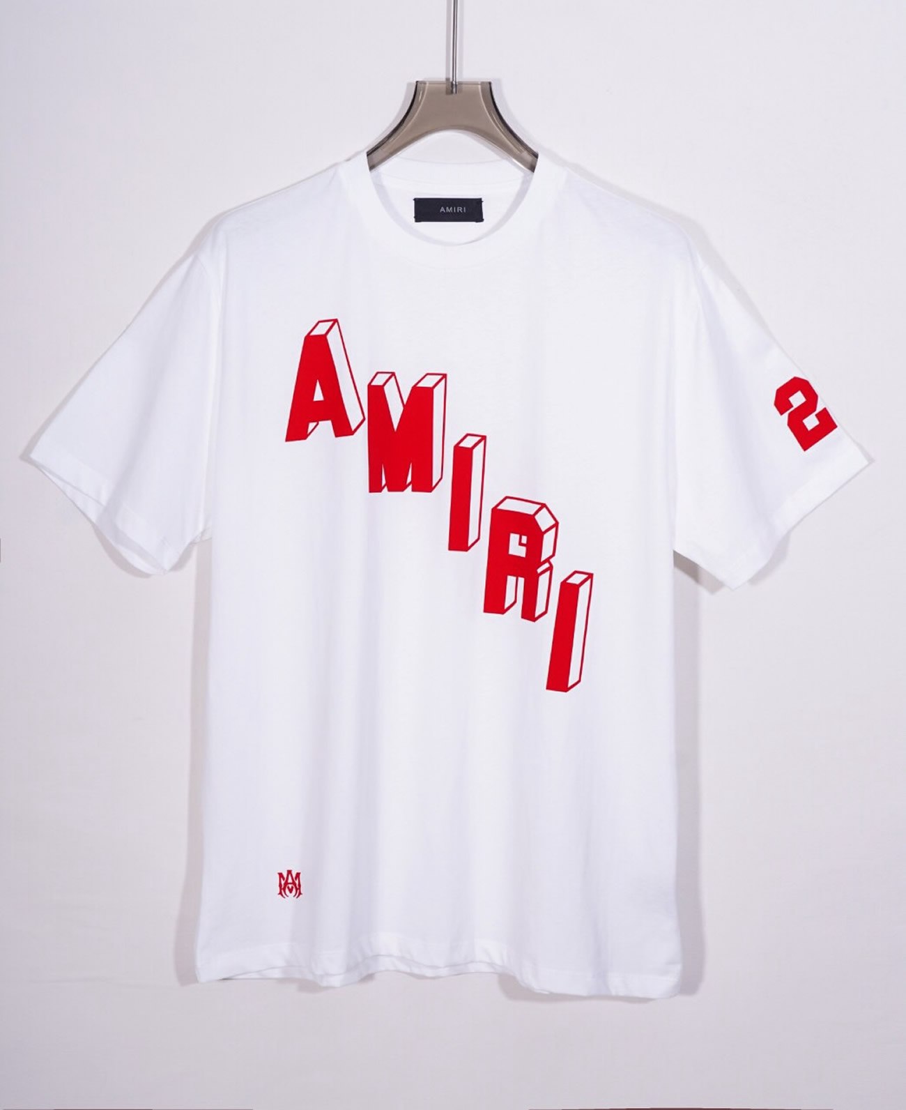Amiri Logo Flocked Felt Trimmed Cotton Jersey White T Shirt (5) - www.newkick.vip